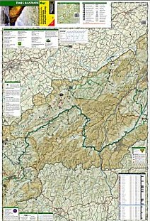 French Broad and Nolichucky Rivers, Road and Recreation Map, Tennessee, America.