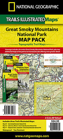 Great Smoky Mountains "Bundle" National Park, Road and Recreation Maps, America.
