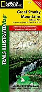 Great Smoky Mountains National Park Road and Recreation Map, Tennessee, America.