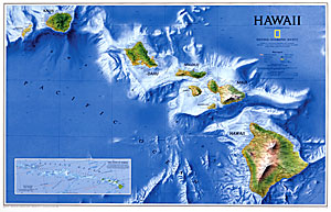 Hawaiian Islands WALL Map.