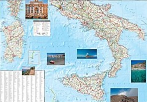 Italy Adventure Road and Tourist Map.