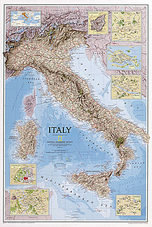 Italy "Classic" WALL Map.