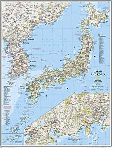 Japan and Korea "Classic" WALL Map.