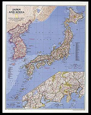 Japan and Korea Political WALL Map.