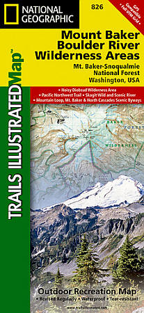Mount Baker & Boulder River, Mount Baker/Snoqualmie National Forest, Road and Recreation Map.