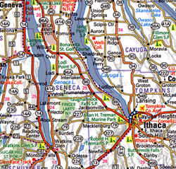 New York State Road and Physical Tourist Guide map.