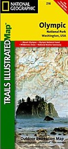 Olympic National Park, Road and Recreation Map, Washington, America.