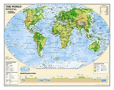 Physical World "Education" WALL Map.