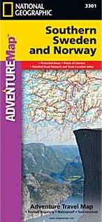 Southern Norway and Sweden Adventure Road and Tourist Map.