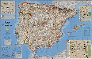 Spain and Portugal WALL Map.