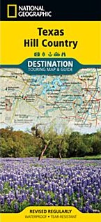 Texas Hill Country Road and Tourist Map, America.