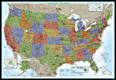 United States "Decorator" Series WALL Map.