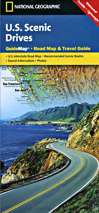 United States "Scenic Drives" Road and Shaded Relief Tourist Guide map.