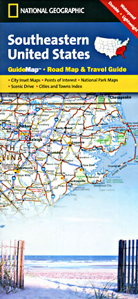 United States Southeastern Road and Physical Tourist Guide map.