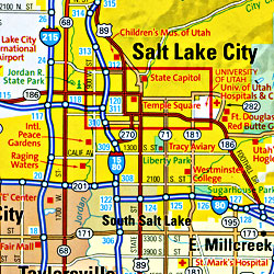 Utah Road and Physical Tourist Guide map.
