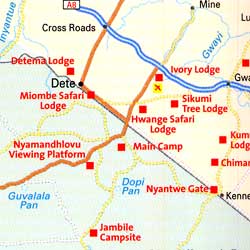 Victoria Falls "Destination" map Zambia.