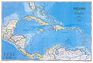 Caribbean (West Indies) WALL Map.