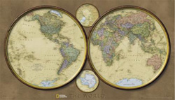 World Hemispheres WALL Map.