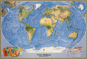 World Physical Ocean Floor WALL Map.