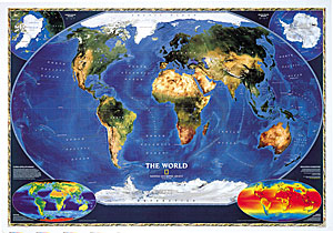 World Satellite Image WALL Map.