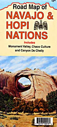 Navajo and Hopi Nations Road and Tourist Map, America.