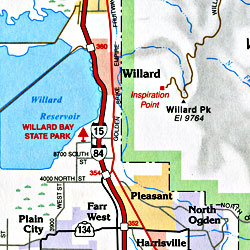 Utah and Salt Lake City National Park Road and Tourist Map,, Utah, America.