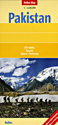 Pakistan Road and Shaded Relief Tourist Map.