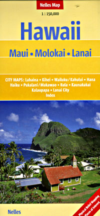 Maui, Molokai, and Lanai, Road and Tourist Map, Hawaii, America.