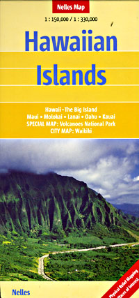 Hawaiian Islands Road and Shaded Relief Tourist Map, America.