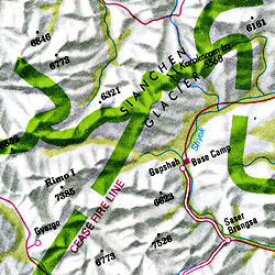 Himalayan Mountains, Road and Shaded Relief Tourist Map.
