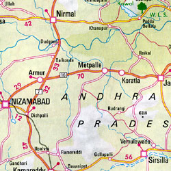 India, West, Road and Shaded Relief Tourist Map.