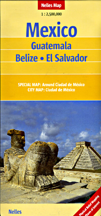 Mexico Road and Shaded Relief Tourist Map.