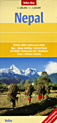 Nepal Road and Shaded Relief Tourist Map.