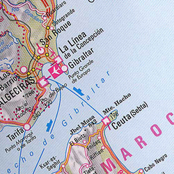 Costa Brava and Costa Dorado, Road and Shaded Relief Tourist Map.