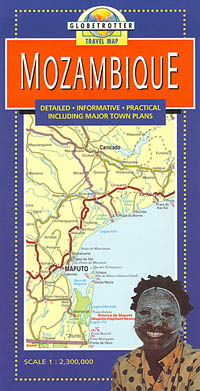 Mozambique Road and Shaded Relief Tourist Map.