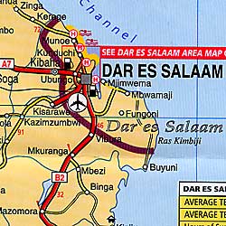Tanzania Road and Tourist Map.