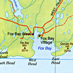 Falkland Islands, Road and Tourist Map, United Kingdom.