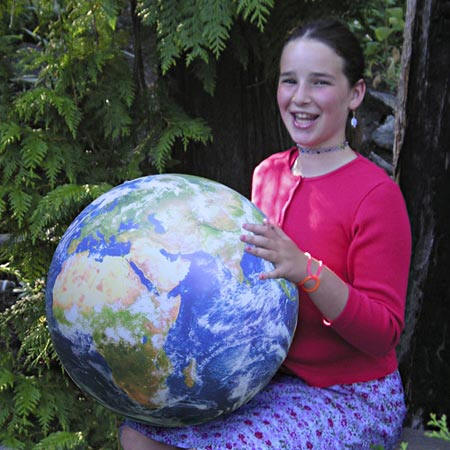 16" World Imagery Inflatable World Globe.