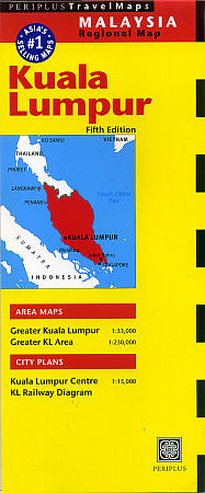 KUALA LUMPUR and Environs, Road and Tourist Map, Malaysia.