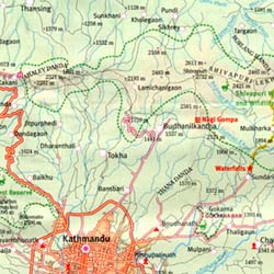 Nepal Road and Tourist Map.