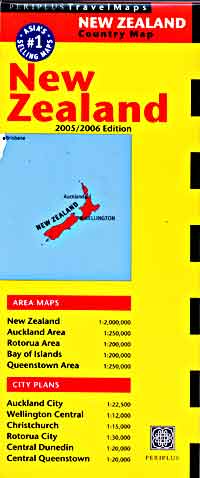 New Zealand, Road and Shaded Relief Tourist Map.