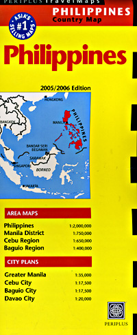 Philippines Road and Shaded Relief Tourist Map.