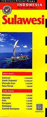 Sulawesi, South, Road and Shaded Relief Tourist Map, Indonesia.