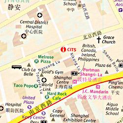 China Road and Shaded Relief Tourist Map.