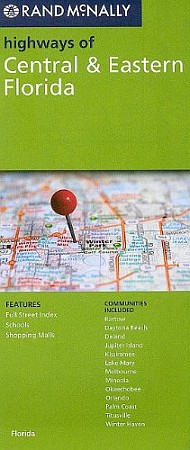 Central and Eastern Florida Road and Tourist Map, America.