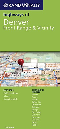 Highways of Denver, Front Range and Vicinity Street Map, Colorado, America.