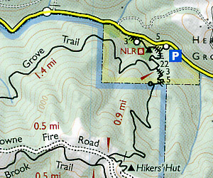 Pescadero Creek County Park Road and Recreation Map, California, America.
