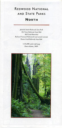 Redwood National and State Parks North Road and Recreation Map, California, America.