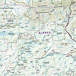 Alaska Road and Topographic Tourist Map, America.