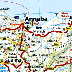 Algeria and Tunisia Road and Topographic Tourist Map.